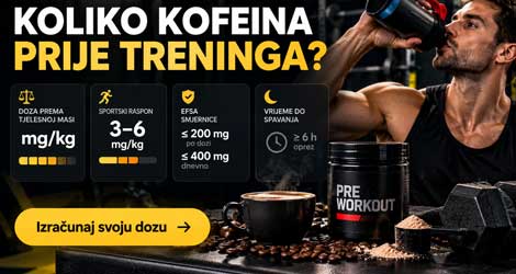 Kalkulator kofeina za trening s izračunom doze u mg po kilogramu tjelesne mase i prikazom sportskog raspona